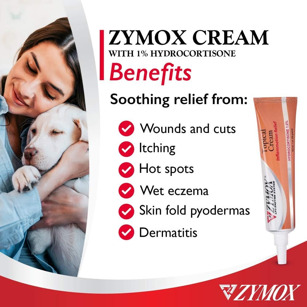 Zymox hydrocortisone cream for dogs and cats treating hot spots