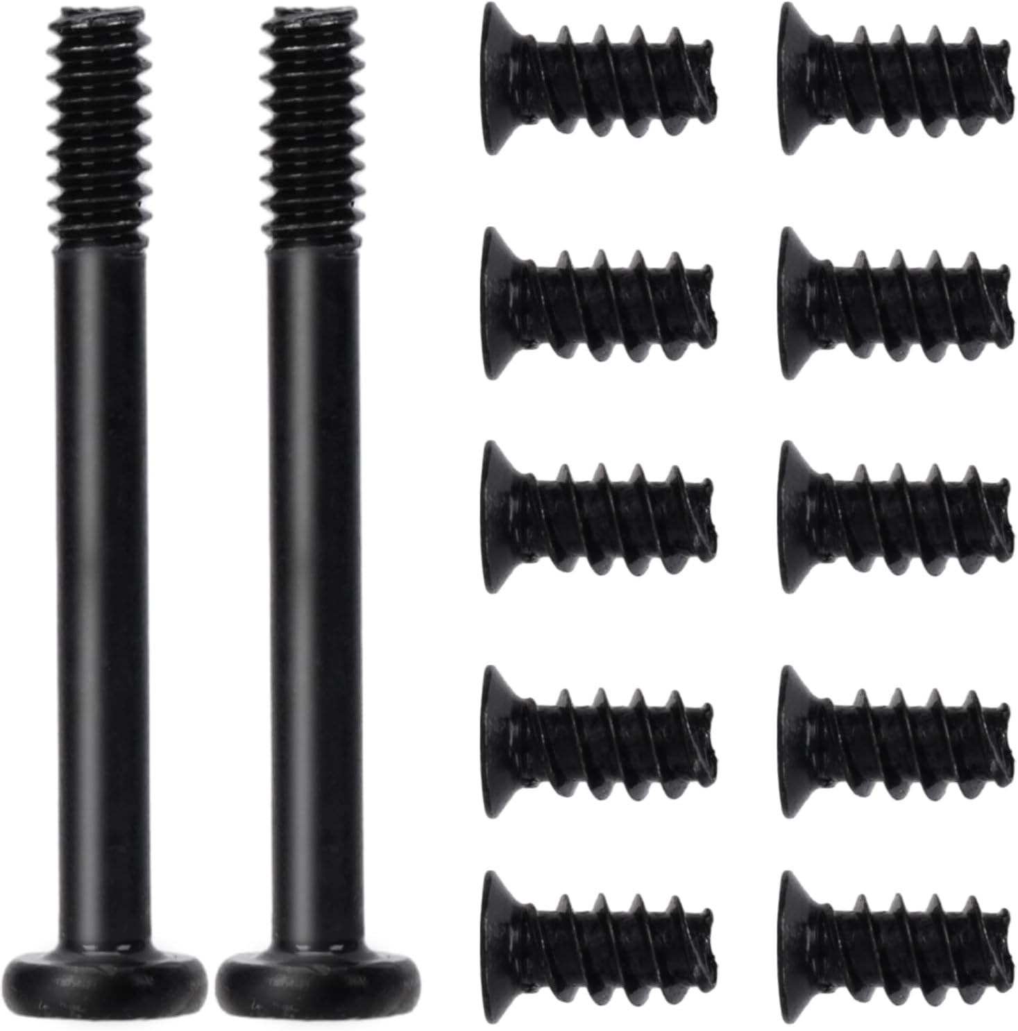 SGTKJSJS computer cooling fan mount screws kit front view containing forty black carbon steel fasteners grouped by size