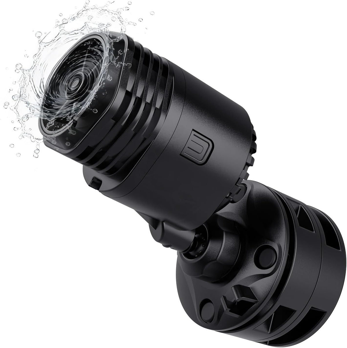 Hygger aquarium wave maker 4W 750GPH front view in black showing the compact rotating head and protective cover.