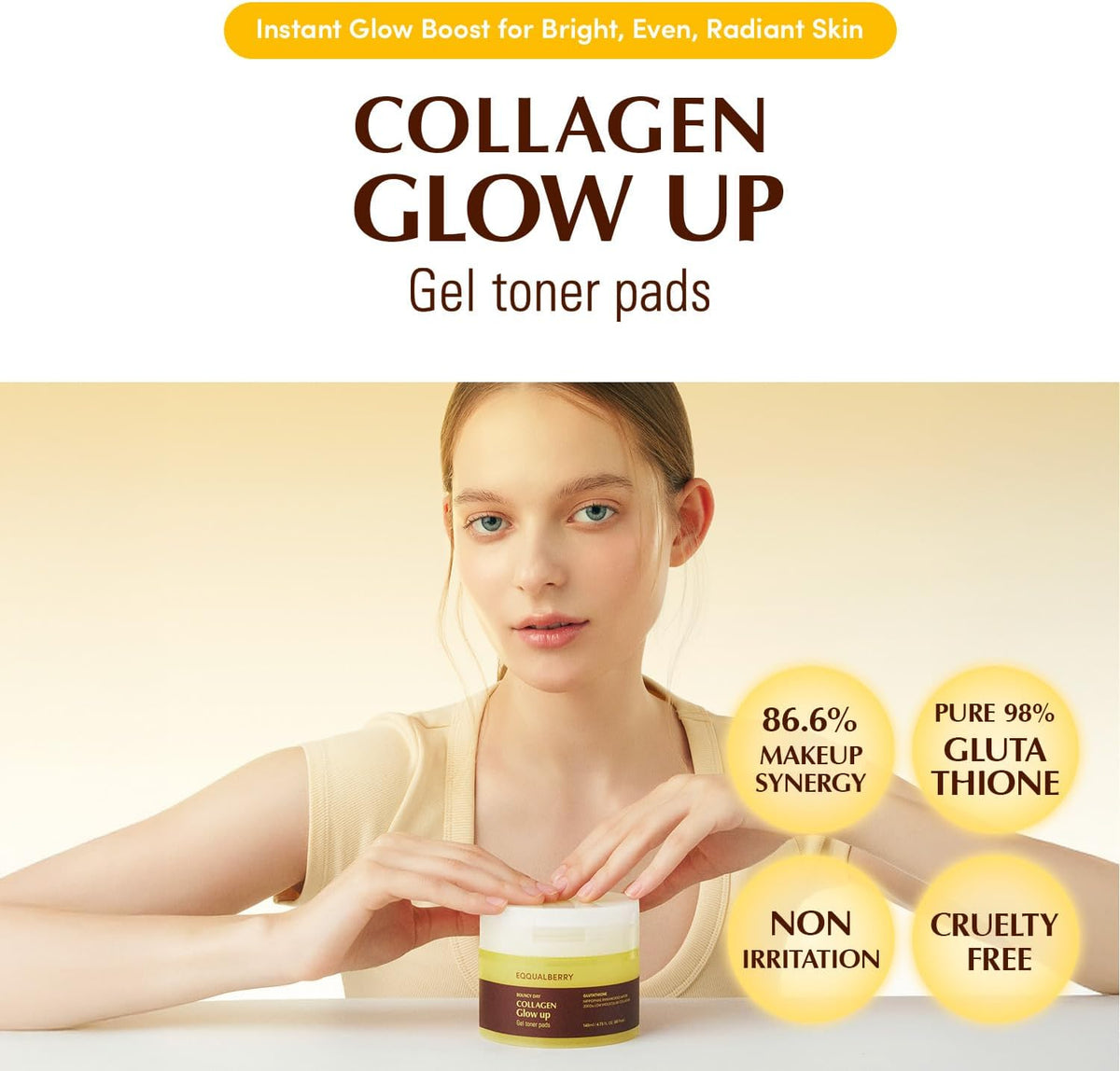 Eqqualberry collagen toner pads open jar showing hydrogel sheets