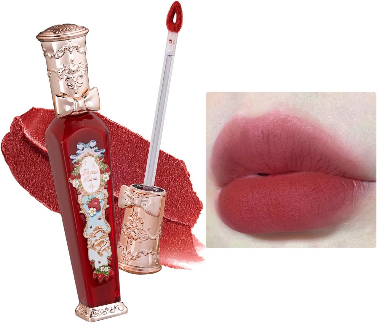 Flower Knows Strawberry Rococo Cloud Lip Cream front view of vintage packaging.