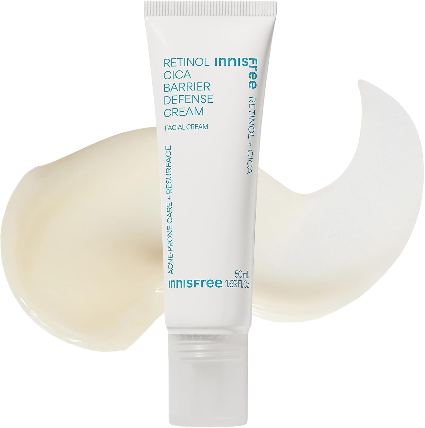 Innisfree Retinol Cica Barrier Defense Cream 50ml front view bottle for sensitive skin packaging