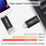 Leizhan USB Type-C thumb drive with protective transparent caps