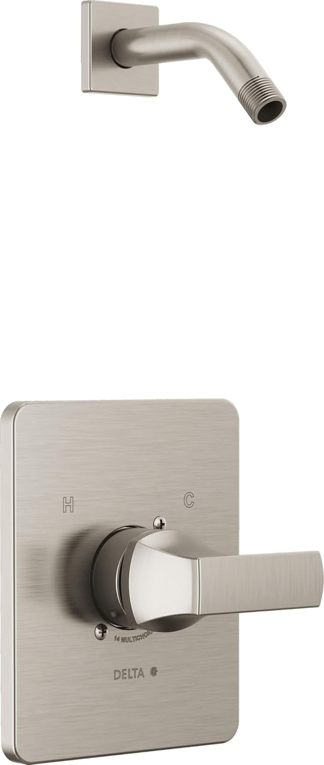 Delta Velum 14 Series brushed nickel shower trim kit front view