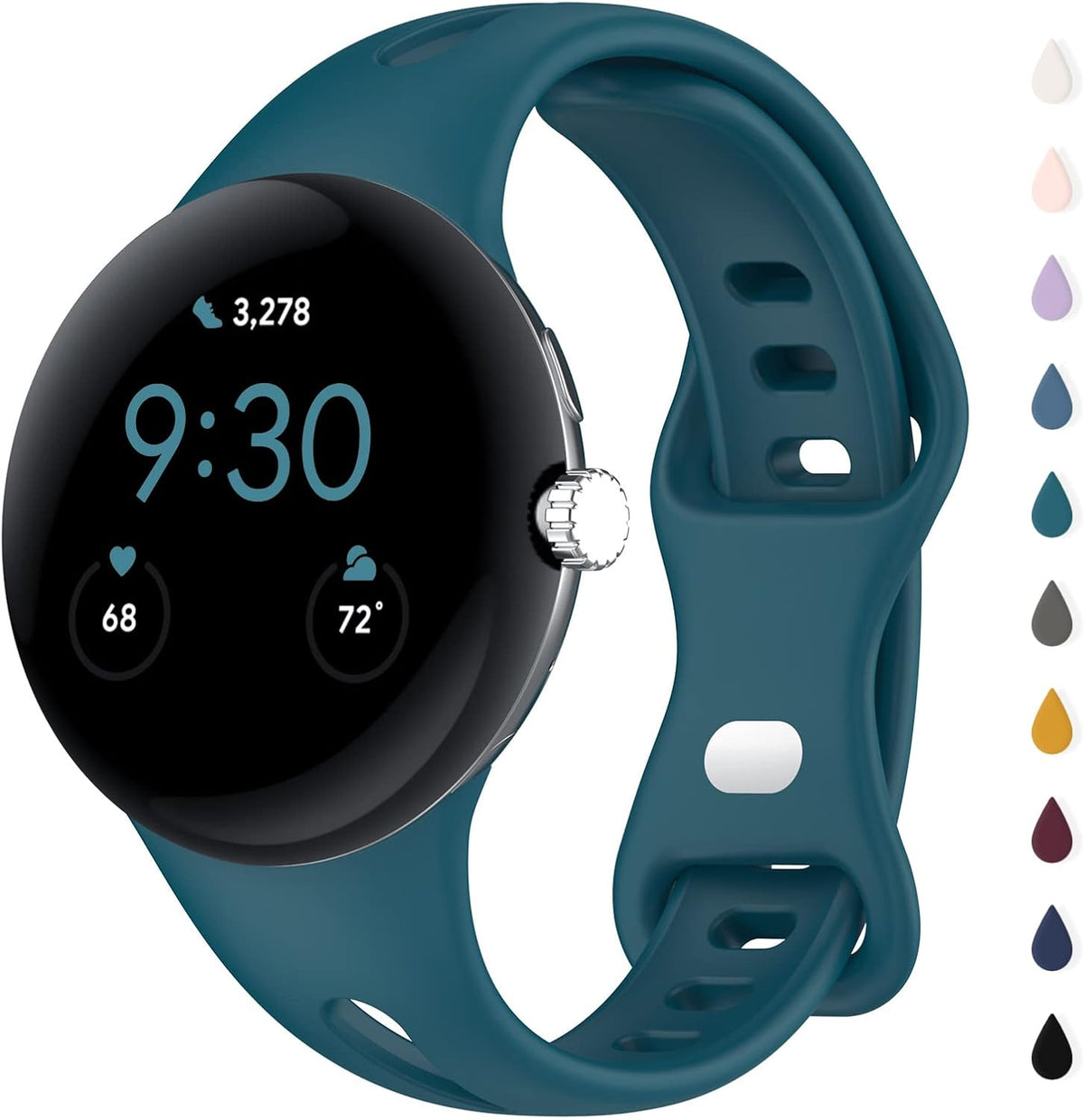 Slim Bands Compatible with Google Pixel Watch 4 3 (41mm)/Pixel Watch 2 1, Adjustable Breathable Soft Silicone Sport Replacement Watch Band Straps Wristbands Bracelet for Google Pixel Watch - Image 9