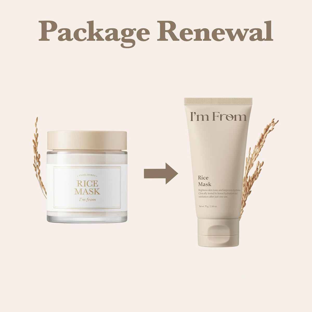 I'm From Rice Glow Skin Trio skincare routine packaging