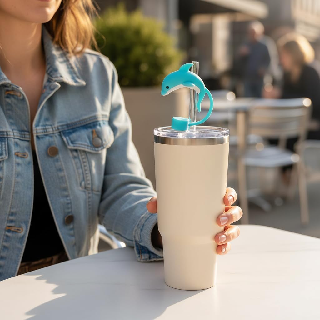 Reusable silicone straw tip angle shot