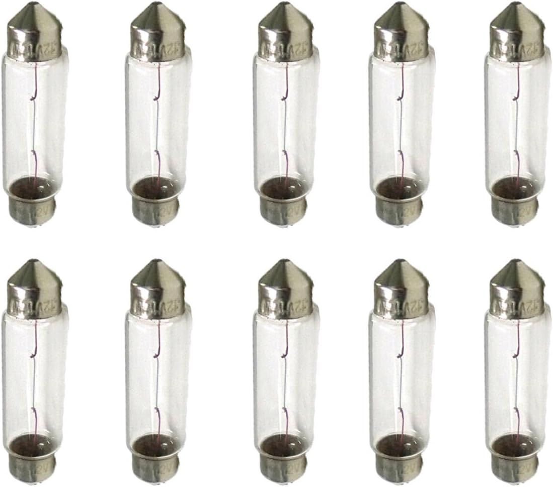 Carall 10 PCS Car Halogen Bulbs T11 1,42in C5W 12V 5W Torpedo Shape, For Headlight Car Bulbs, Beam Low/High Beam Fog Light Replacement - Image 1