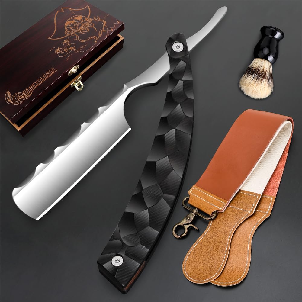 Snbnx professional straight blade razor kit front view