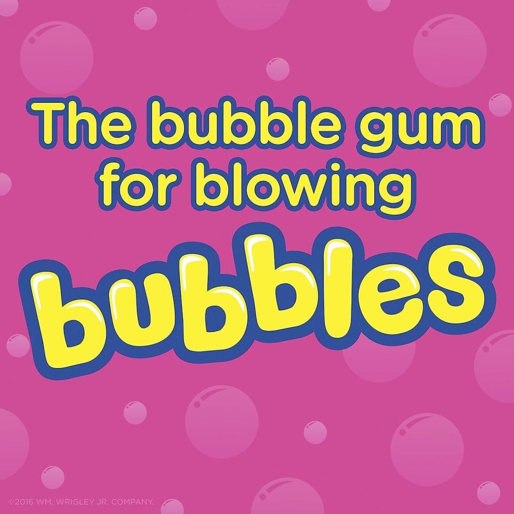 Close up of an opened individual five piece pack of Hubba Bubba chewing gum