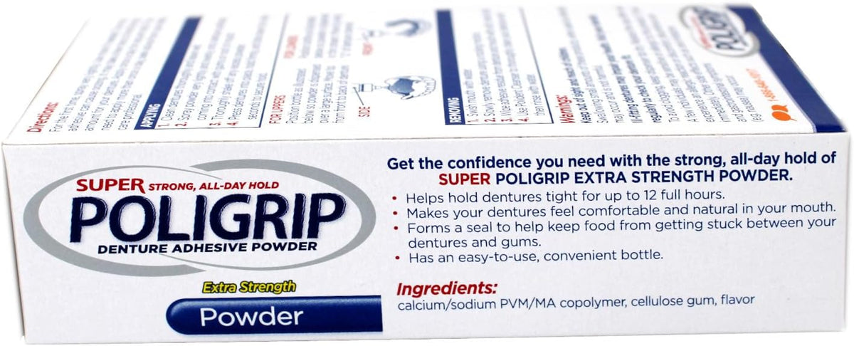 Authentic Poligrip adhesive powder bottle