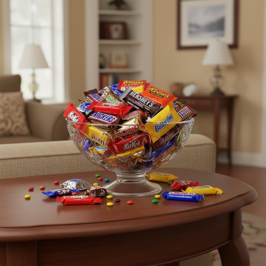 Yummy Chew two pounds candy pack being poured into a colorful party pinata and festive birthday goodie bags