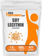 BulkSupplements 250 grams soy lecithin packaging back view with directions
