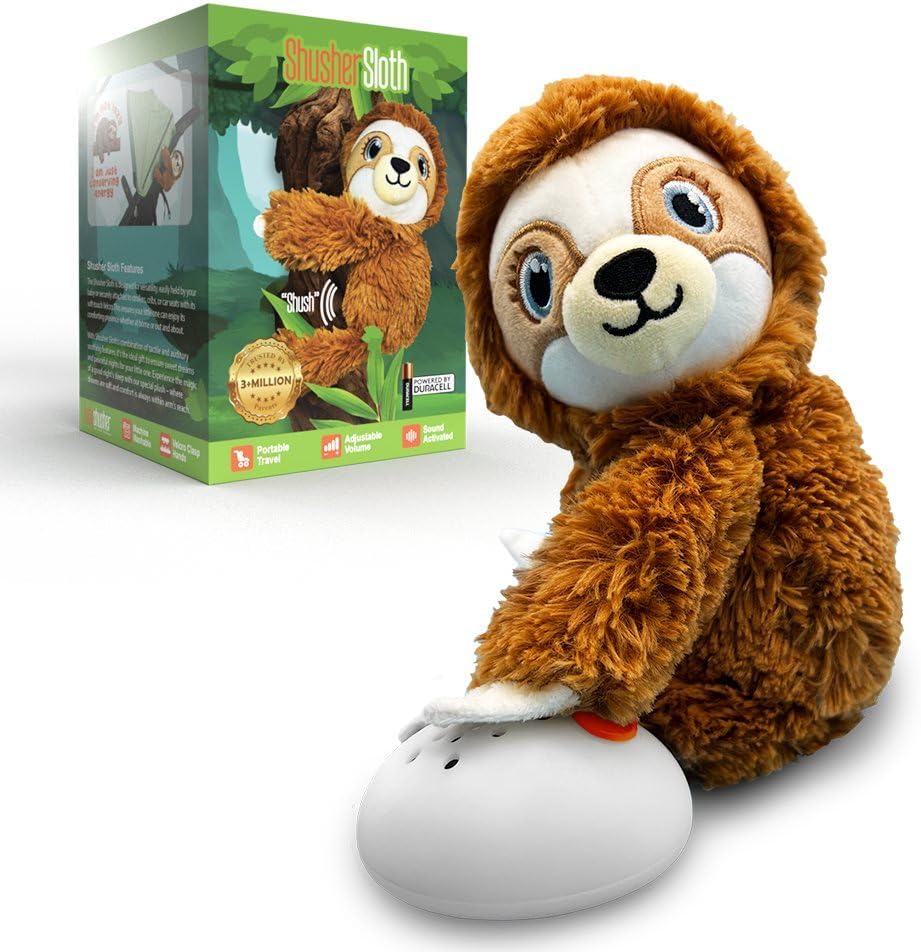 Baby Shusher Shusher Sloth portable plush sleep sound machine front view