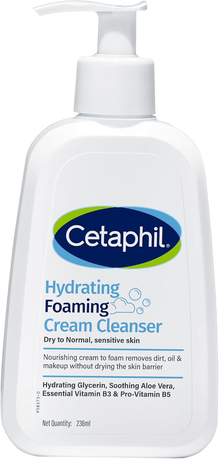 Cetaphil hydrating foaming cream cleanser front view bottle