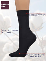 COTTON DAY women combed cotton socks ribbed cuff detail