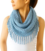 stylesilove Two Tone Womens Winter Warm Mini Tube Infinity Scarf With Fringe - Image 9