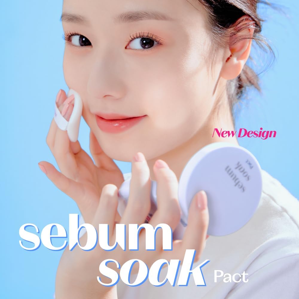 ETUDE facial oil control powder compact open showing white mineral powder and puff
