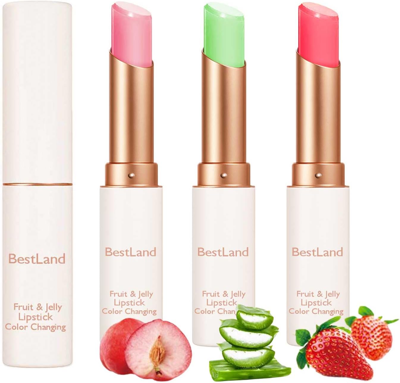 Bingbrush color changing jelly lipstick set front view showcasing the three fruit variants