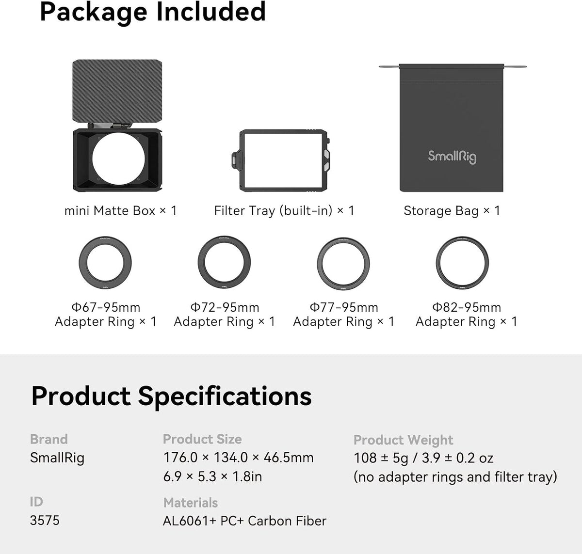 SmallRig matte box showing 4 by 5.65 filter installation