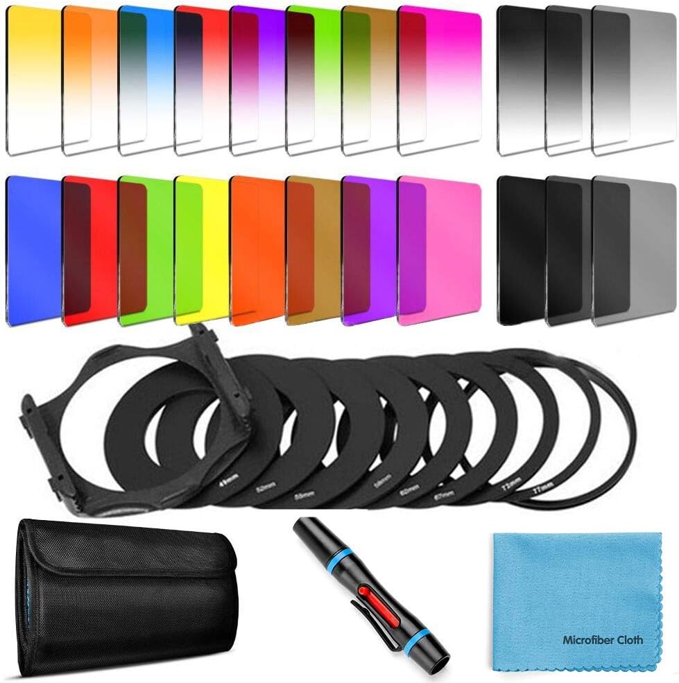 X-SweetDream 24 piece square filter kit with adapter rings and holder front view