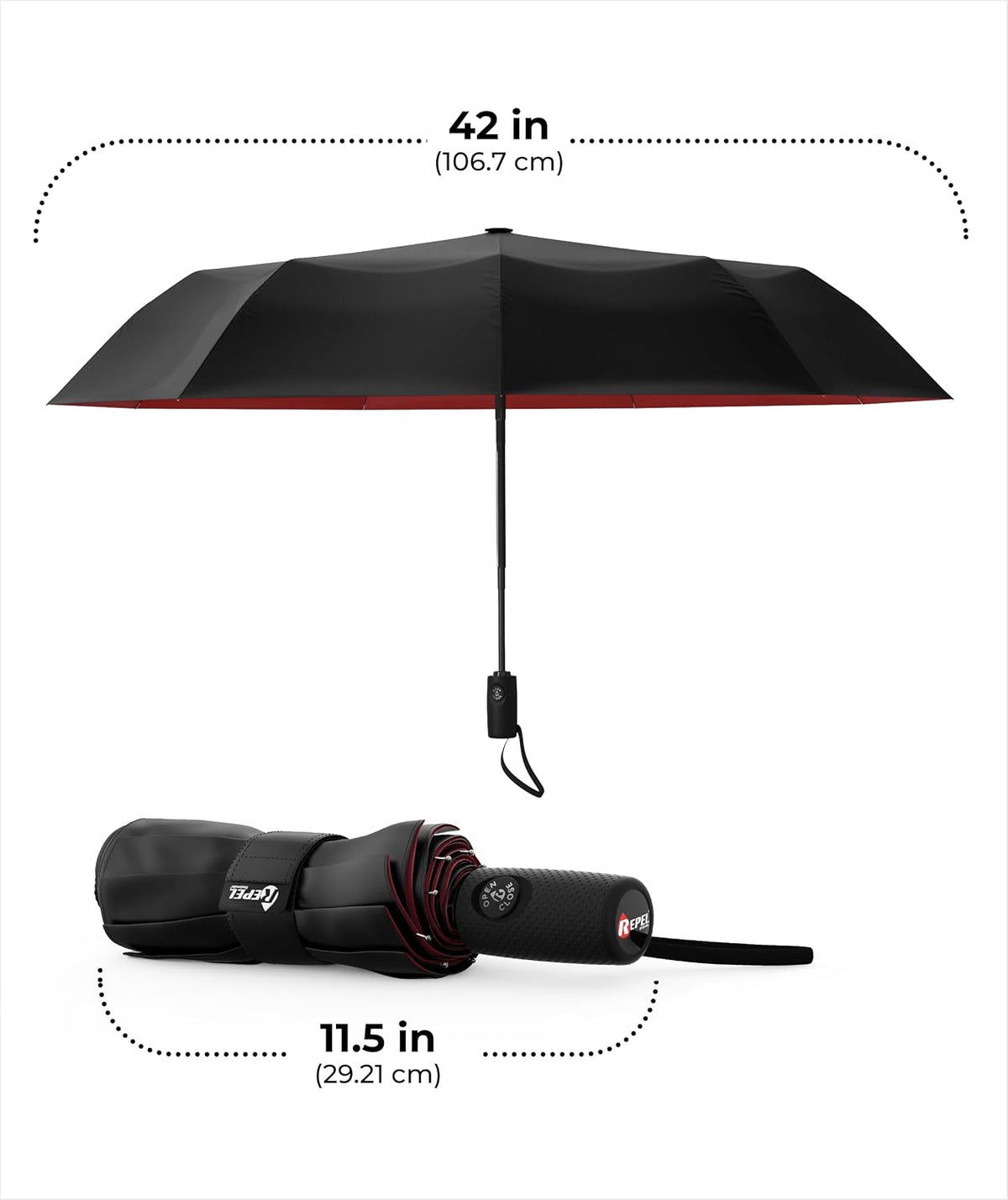 Windproof Travel Umbrella - Compact & Withstands Winds up to 100MPH, Strongest Premium Auto Folding Umbrella for Rain and Sun - Durable, Light & Portable for Women & Men, Fits Backpack & Cars - Image 9