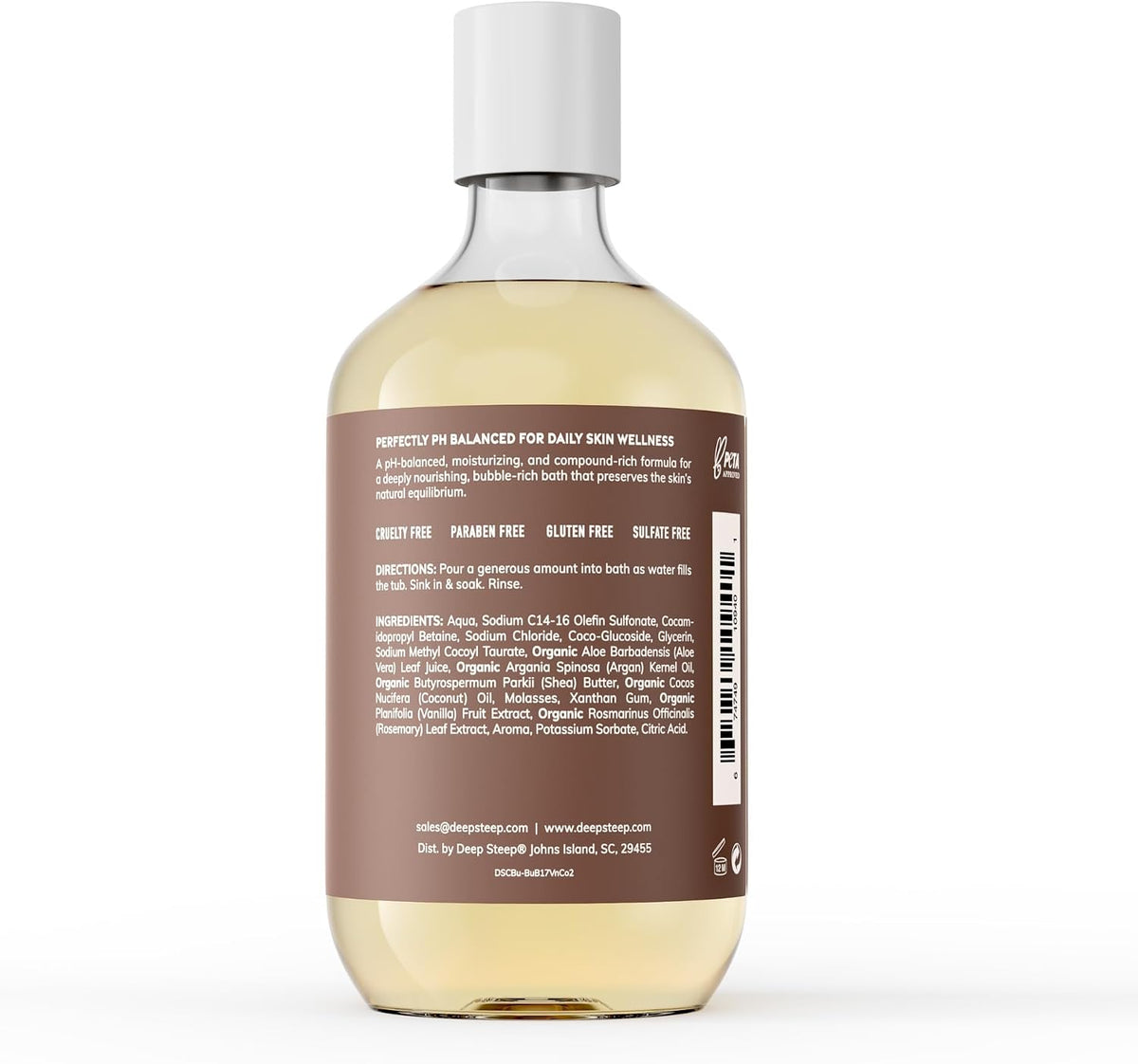 Deep Steep Vanilla Coconut Bubble Bath label details