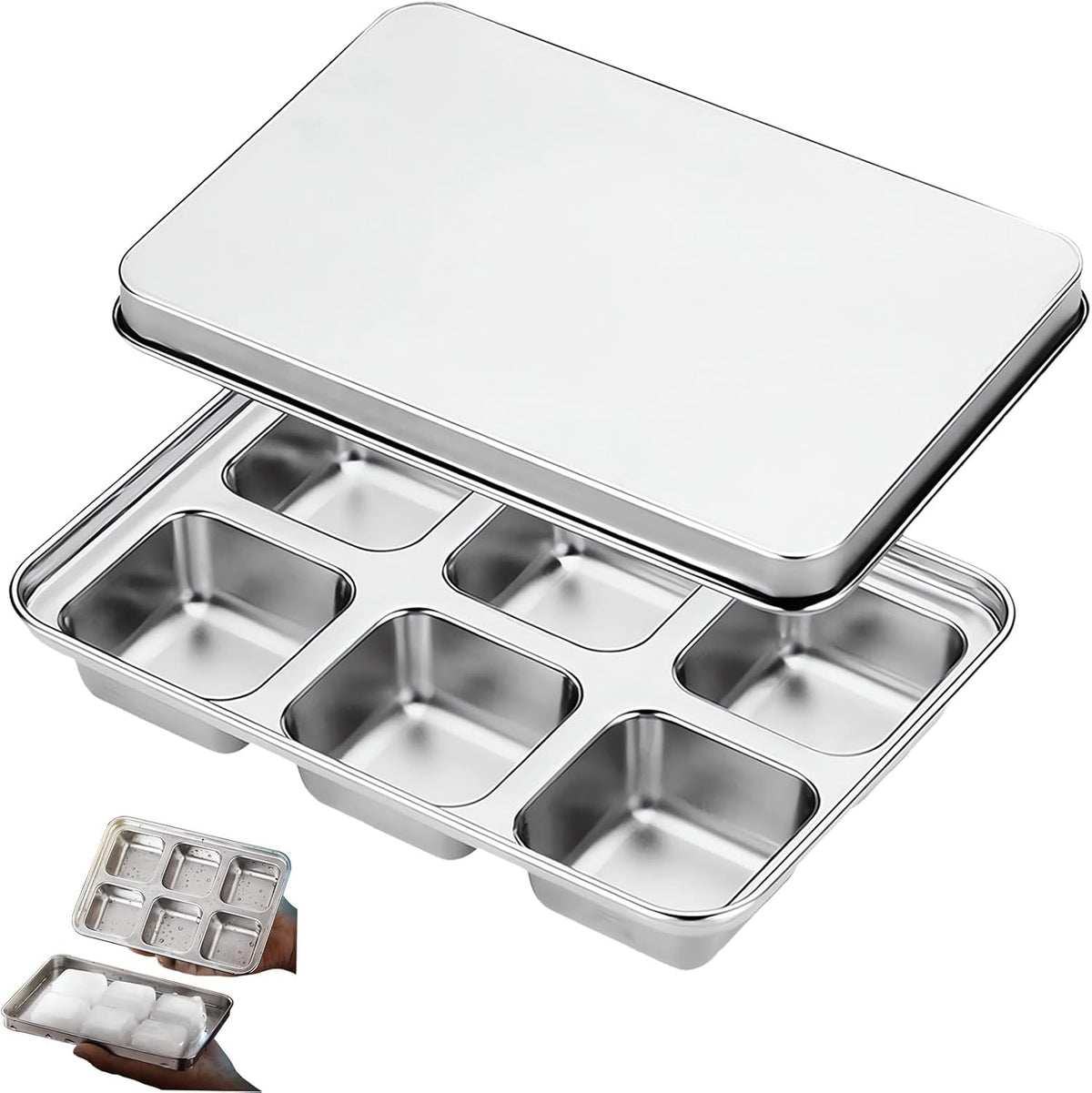 Stainless Steel Ice Cube Tray with Lid, Easy Release, 2 Pack | Reusable Metal Ice Cube Mold for Freezer, BPA Free, Plastic Free, Ideal for Whiskey, Cocktails & Drinks - Image 11