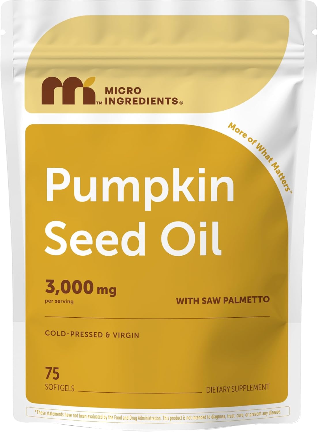 Micro Ingredients Pumpkin Seed Oil with Saw Palmetto front view supplement pouch