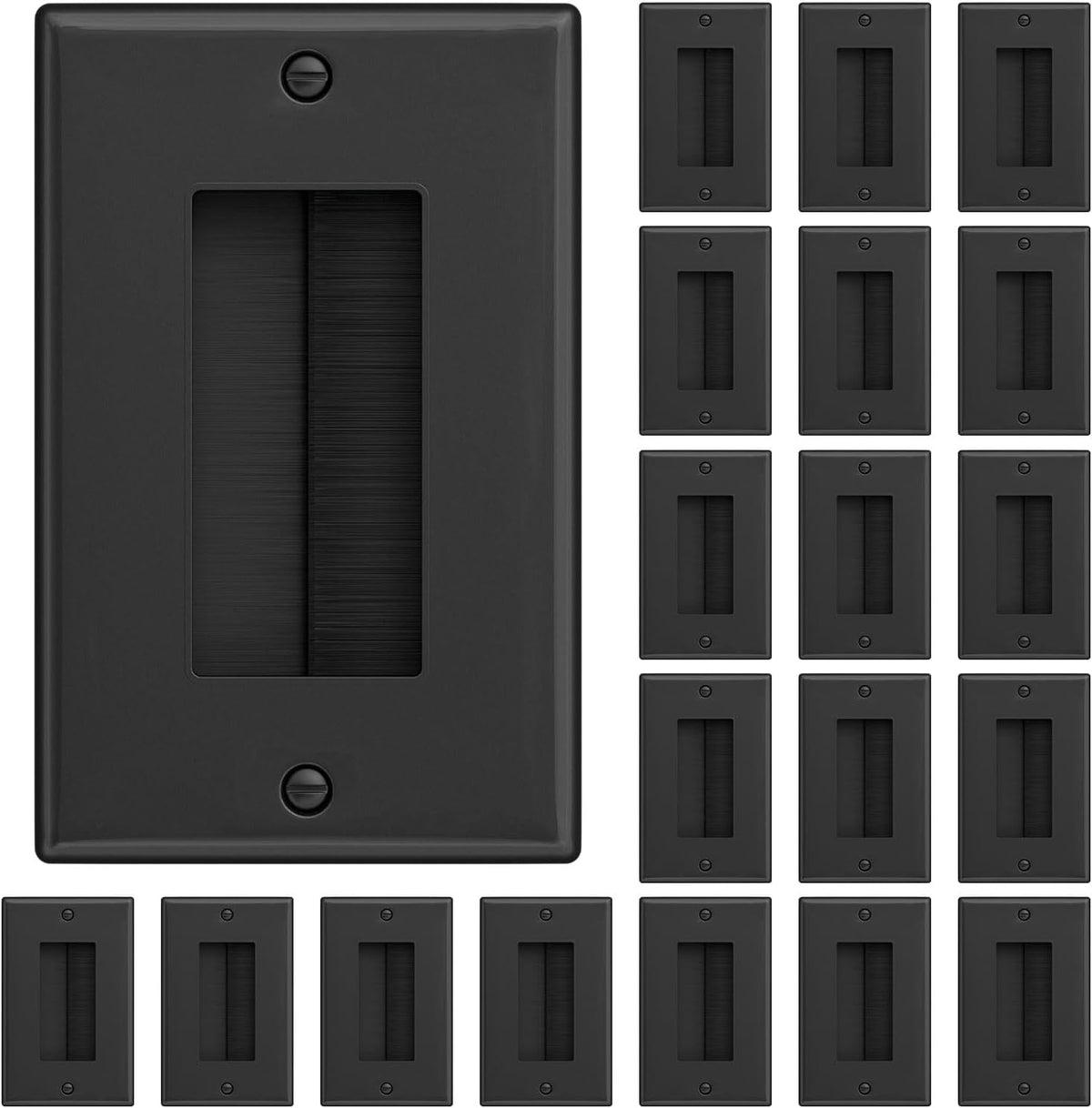 iwillink Brush Wall Plate (2 Pack), Cable Pass Through Plate, Black | Insert for Low Voltage Cables Wires, Single Gang Cable Access Strap, Wall Socket for HDTV, Home Theater Systems - Image 11