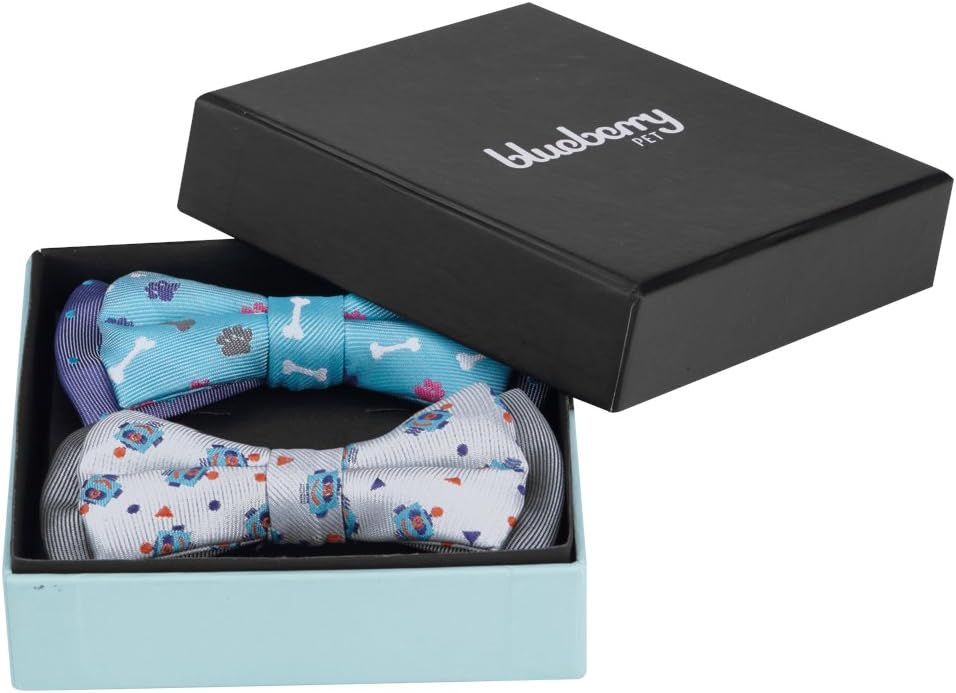 Blueberry Pet Gift Box with Pack of 2 Handmade Dog Cat Bow Tie, Polka Dots Designer Bowtie Set, 4" * 2.5" - Image 10