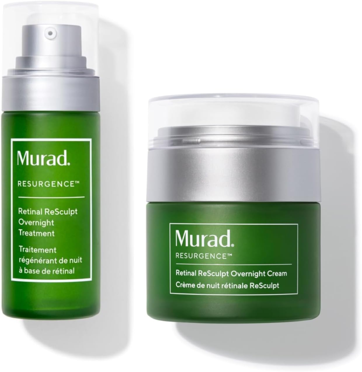 Murad Retinal ReSculpt Overnight Combo front view showing serum and cream bottles.