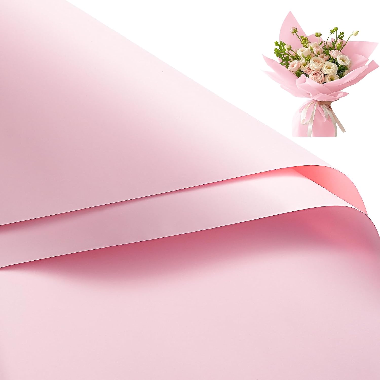 RUSPEPA flower wrapping paper pink sheets front view for premium bouquet packaging