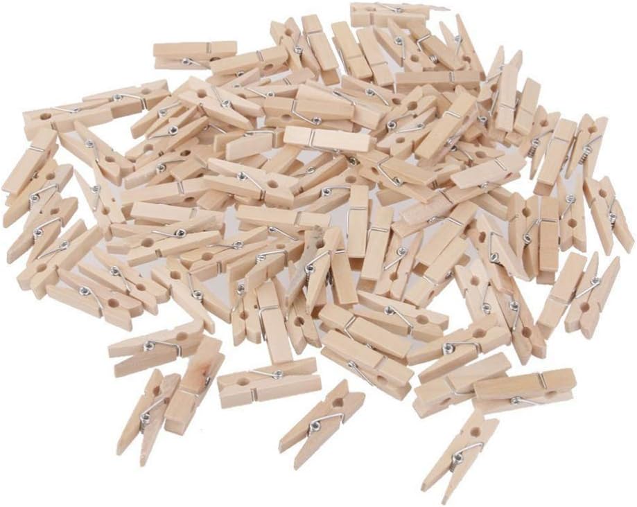 Shuiniba mini natural wooden clothes pins front view craft clips