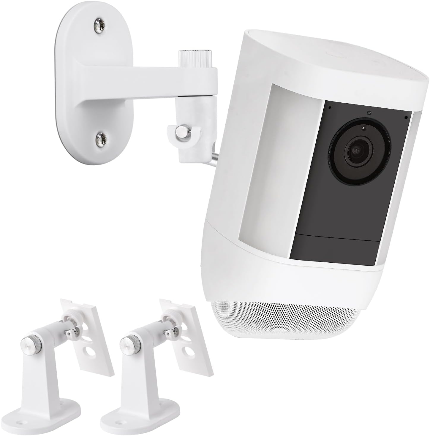 ALERTCAM security wall mount bracket front view showing premium white finish for surveillance systems