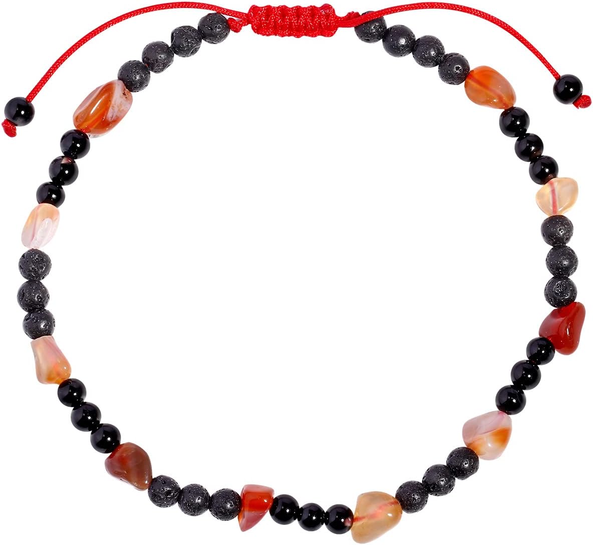 Jewever black agate lava rock anklet front view