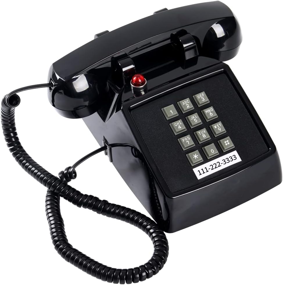 HTMengt Retro Traditional Landline Phone Ringing Indicator,Classic 2500 Analog Desk Phone Hearing Aid for Seniors, Vintage Corded Desk Telephone Metal Bell, Old School Phone for Home,Beige - Image 9