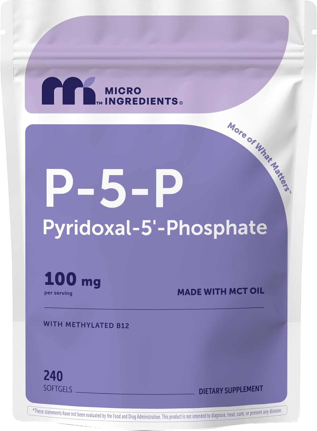 Micro Ingredients P5P active vitamin B6 softgels front view packaging