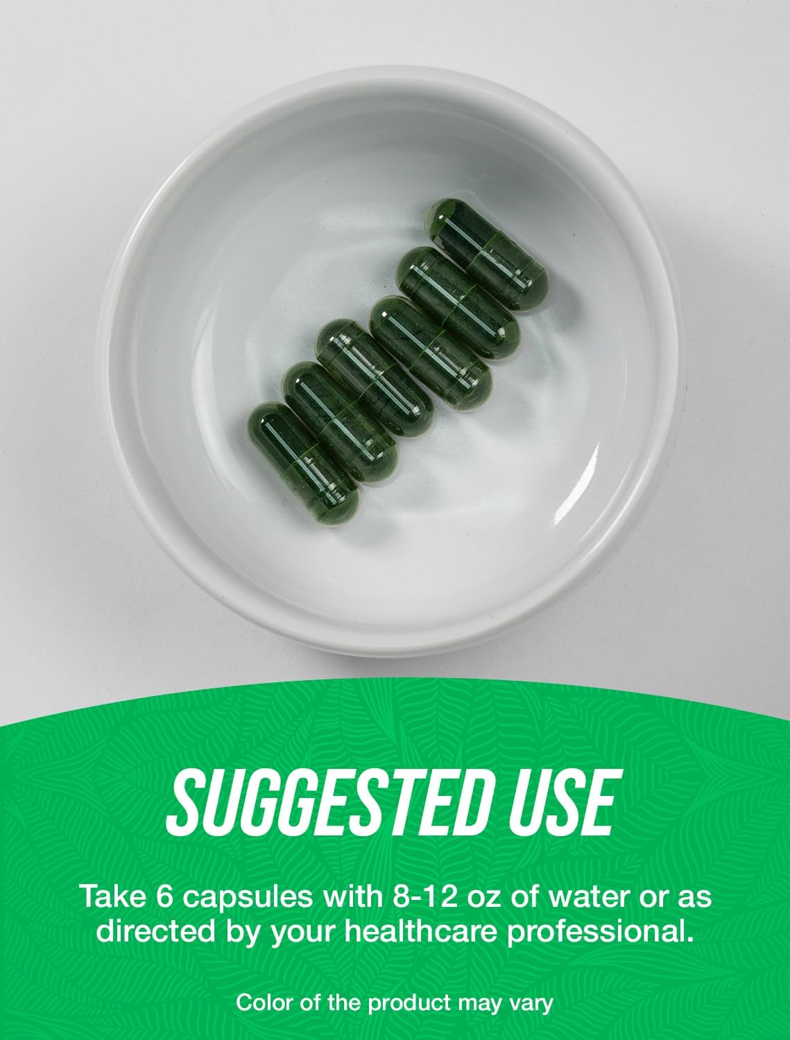 BulkSupplements Spirulina vegetarian capsules packaging emphasizing gluten free and clean manufacturing standards.