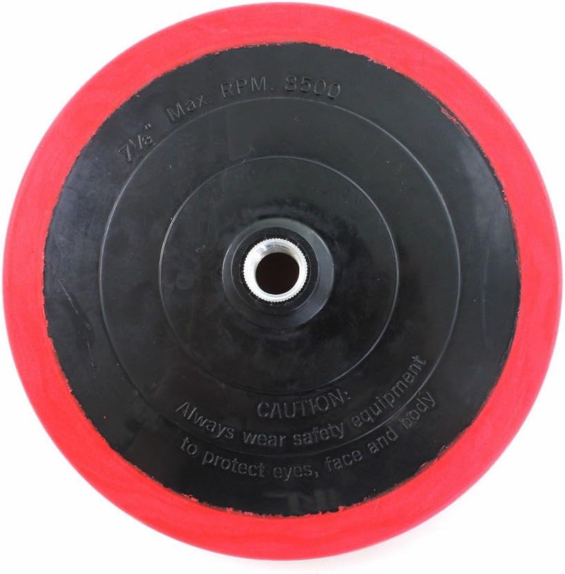 S.M. Arnold Professional Hook Backing Plate front view showcasing the red 7.125 inch rotary buffer disc.