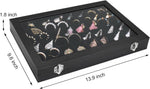 Siveit 48 grid jewelry organizer with transparent glass lid closed