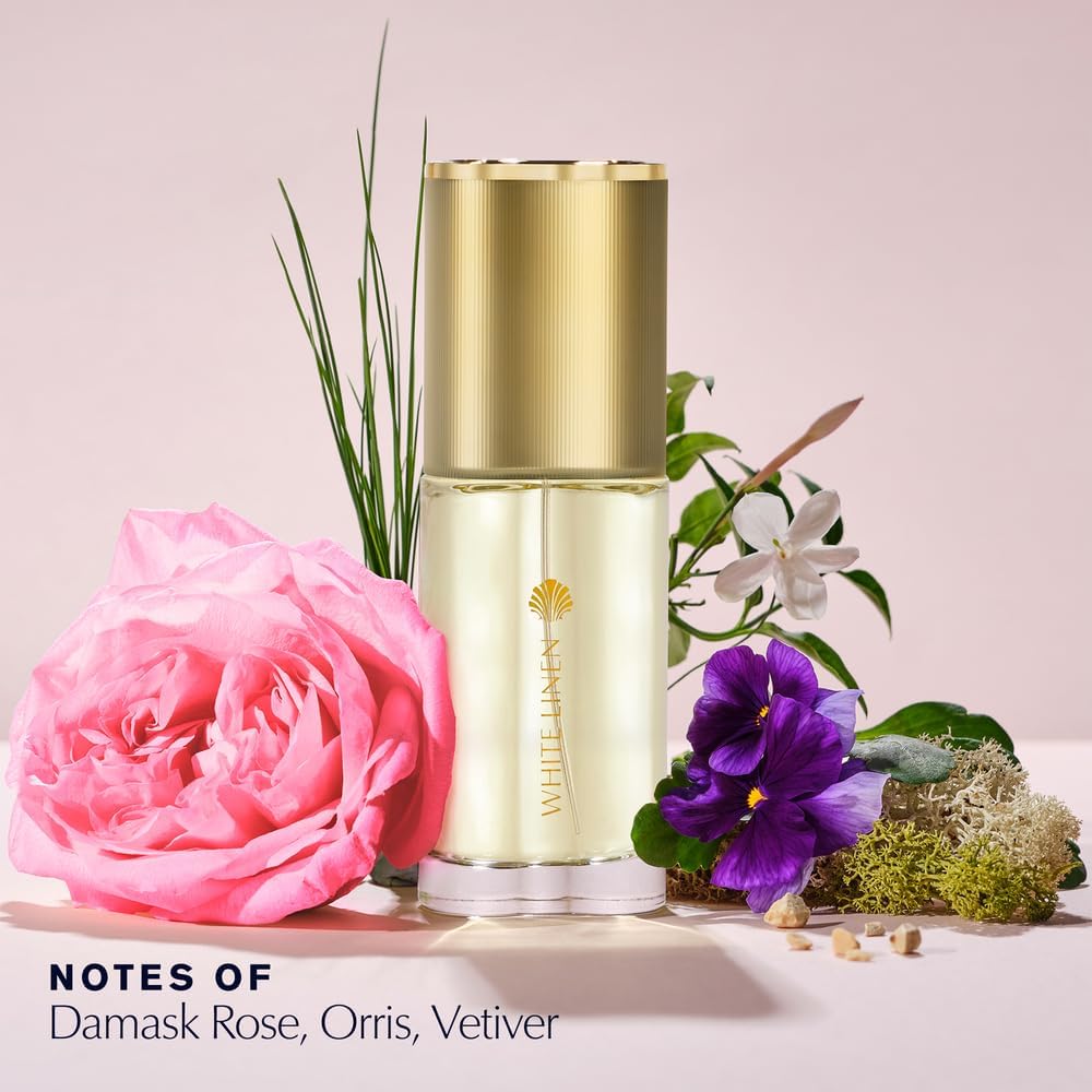 Estée Lauder White Linen perfume bottle with ribbed gold cap