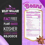 Close up of Wiley Wallaby black licorice beans with candy coating