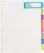 Reinforced holes and tabs on durable paper divider sheets
