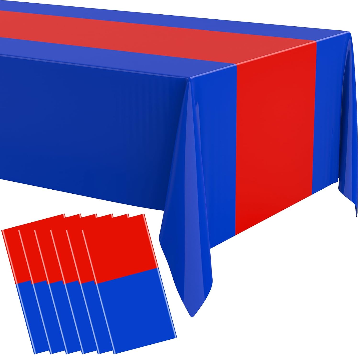 Oudain disposable plastic tablecloths set of three in red and blue