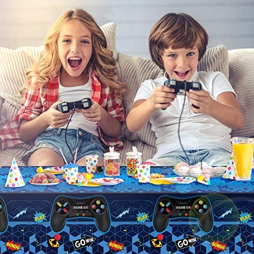 Tatuo geek party supplies tablecloth showing detailed blue hexagonal patterns