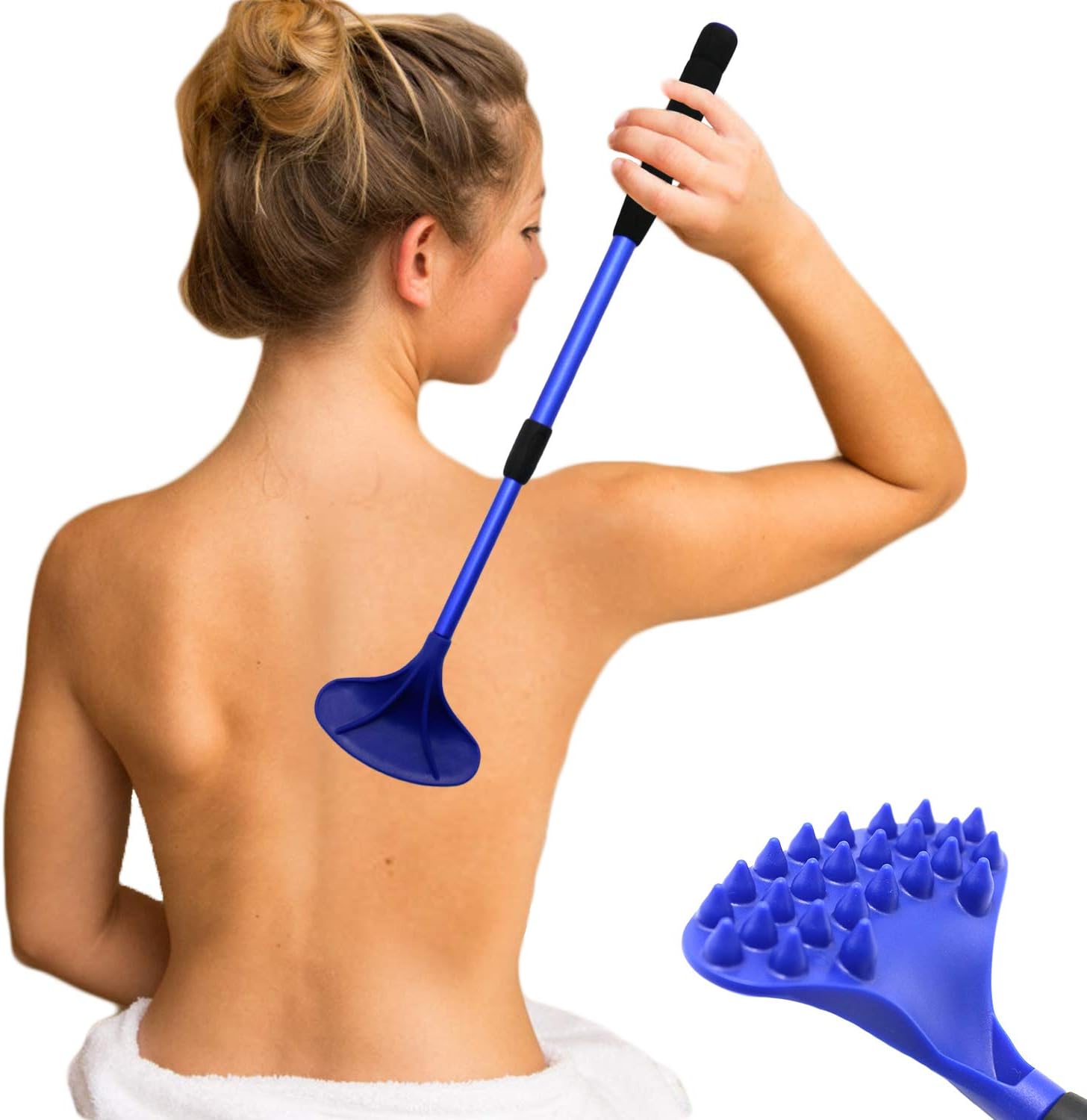 EASACE extendable back scratcher blue front view premium body massager
