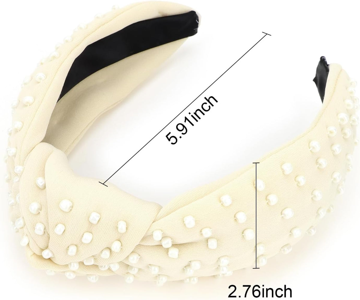 YISSION off-white hair accessory shown worn by a model for sizing reference.