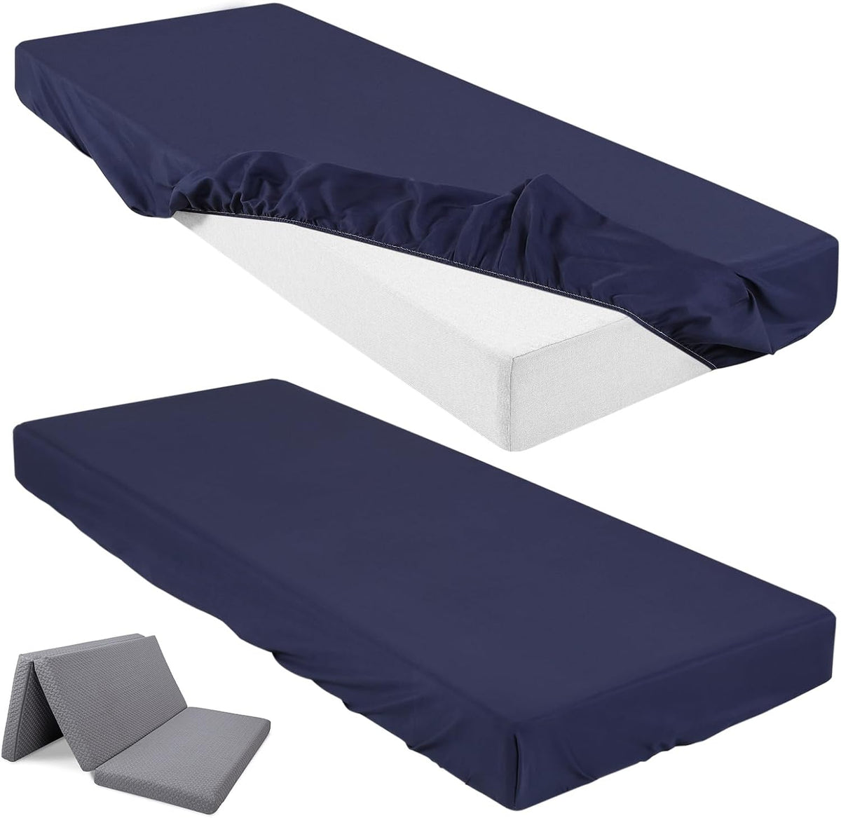 Fitted Sheet (Sheet Only) Compatible with Milliard Trifold Mattress Folding Mattress Fitted Microfiber Bedclothes for Camp Bunk Rvs Bed(Dark Gray,2 Pcs,Twin,6'') - Image 10