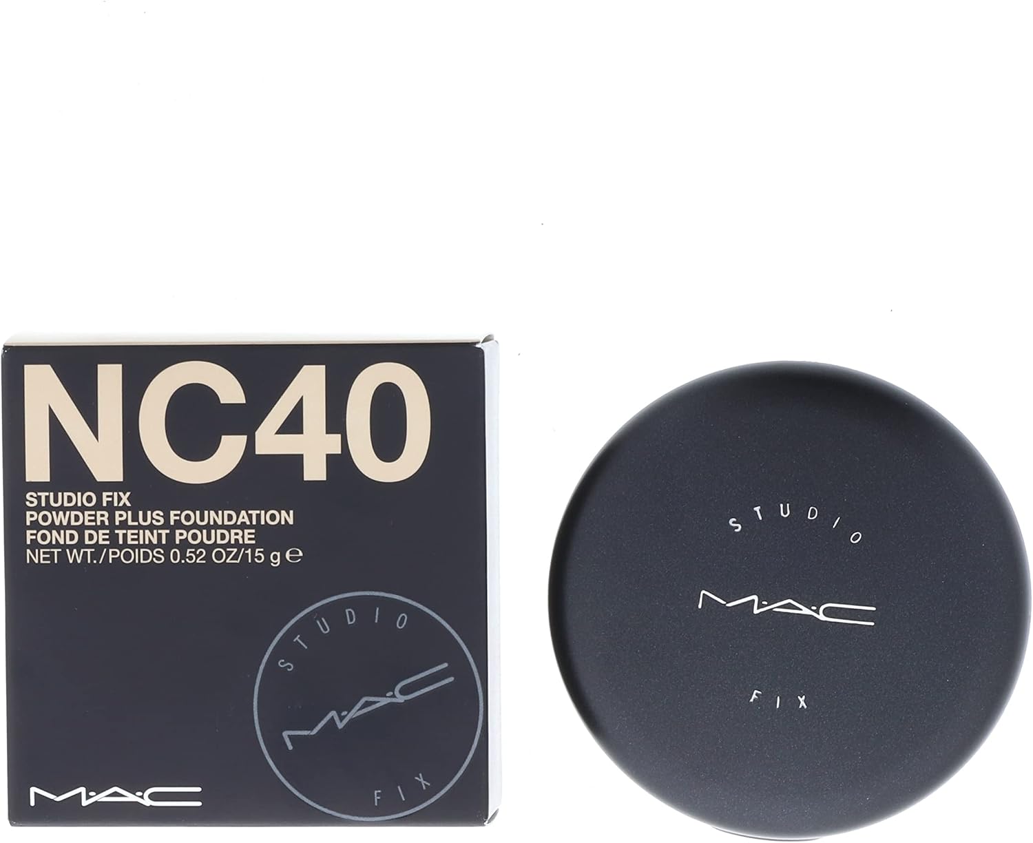 MAC Studio Fix Powder Plus Foundation NC40 front view compact case